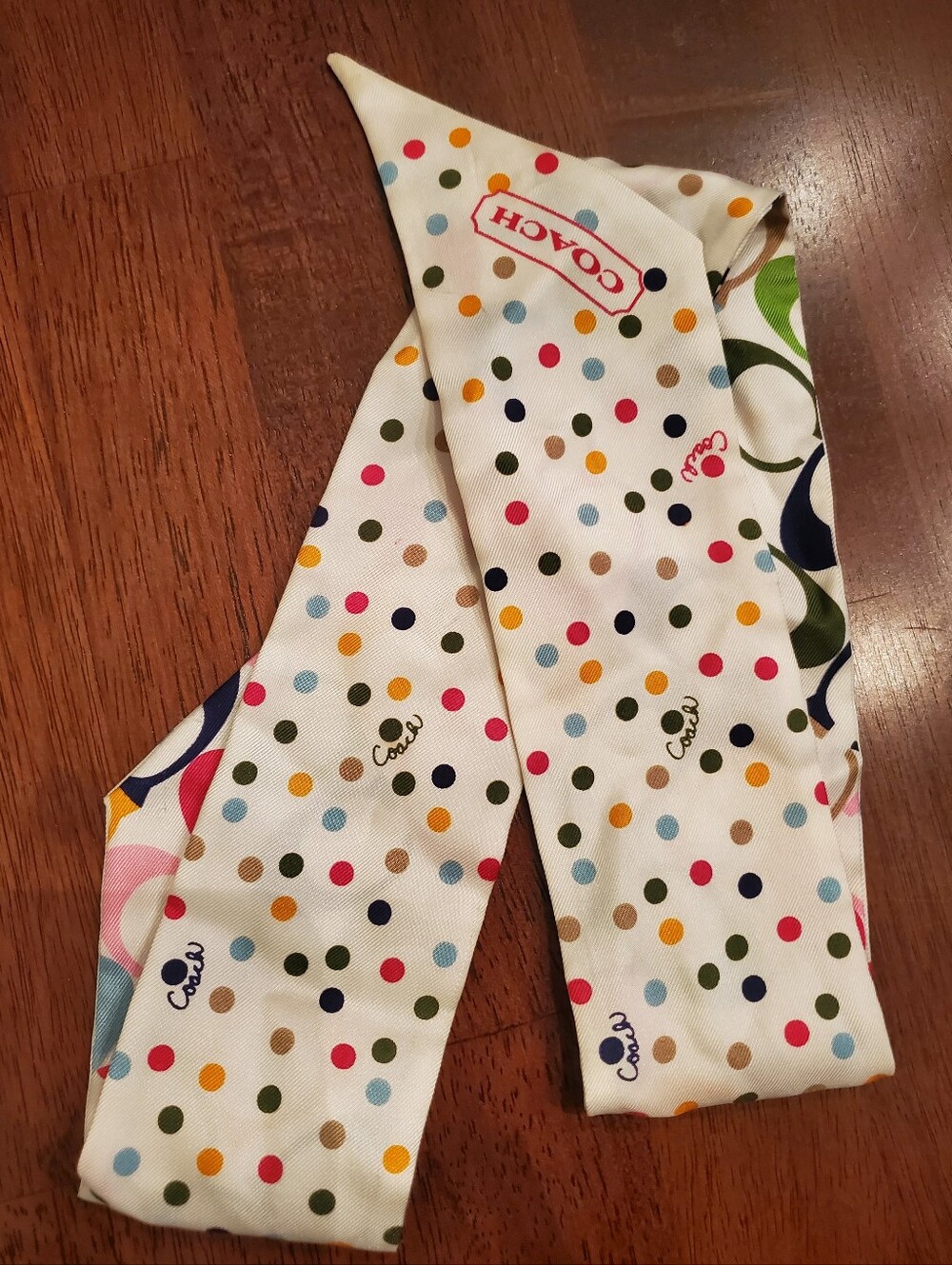 Coach Skinny Signature "Silk Ponytail" Y2K era Scarf — with C Signature - Picture 3 of 4